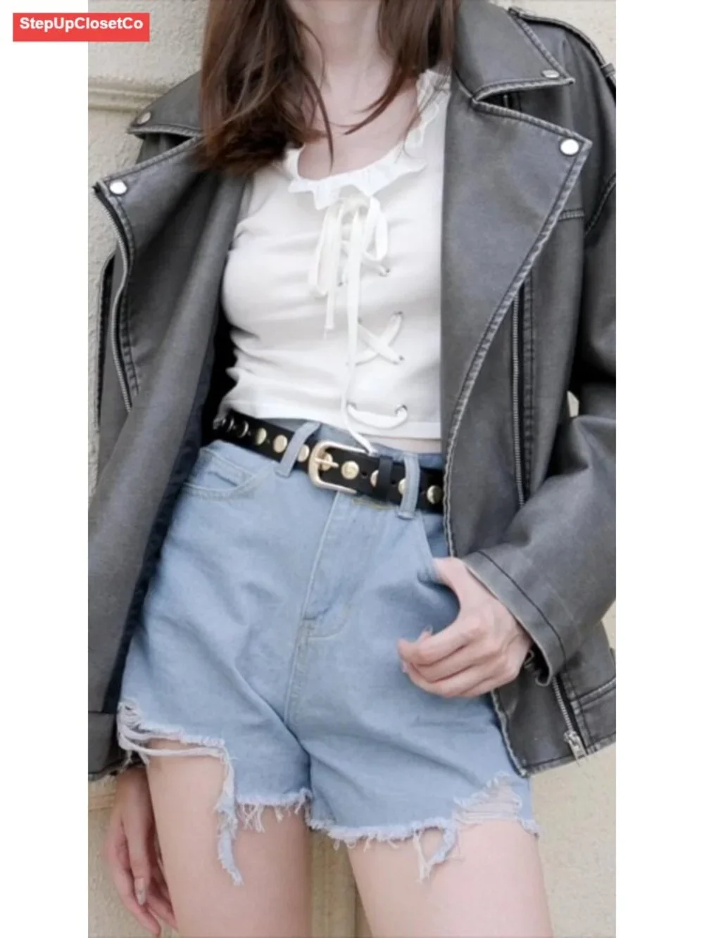 Women's PU Leather Belt with Gold Buckle, Casual Waist Accessory for Jeans &